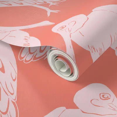 Spoonflower Peel And Stick Wallpaper Roseate Spoonbill - Pink Birds - Bird Print 2' X 12' Removable