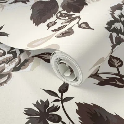 Spoonflower Peel And Stick Wallpaper Roses Vintage English Country Victorian Regency Neutral Cottagecore 2' X 12