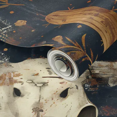 Spoonflower Peel And Stick Wallpaper Rustic Western Cow Skull Cactus Old Weathered Warm Brown Southwest Dramatic