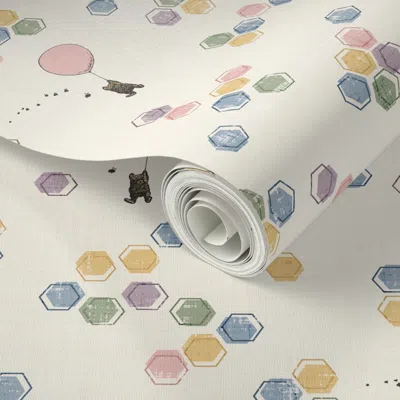 Spoonflower Peel And Stick Wallpaper (s) Classic Winnie The Pooh Bumblebees - Textured Pastel Pink Honeycomb 2' 