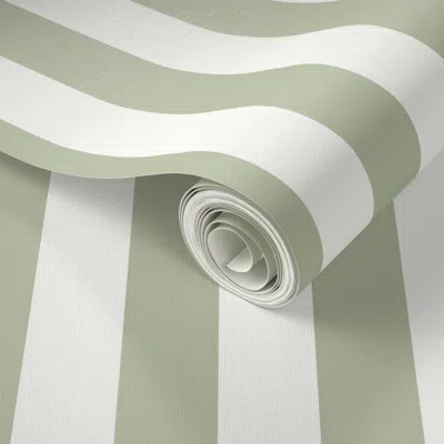 Spoonflower Peel And Stick Wallpaper Sage Green Stripes Soft Light Green Scandi Thin Pinstripe 2' X 12' Removabl