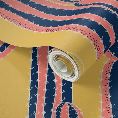 Spoonflower Peel And Stick Wallpaper Saguaro Prickle Jumbo 2' X 12' Removable