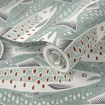 Spoonflower Peel And Stick Wallpaper Salmon 2' X 12' Removable