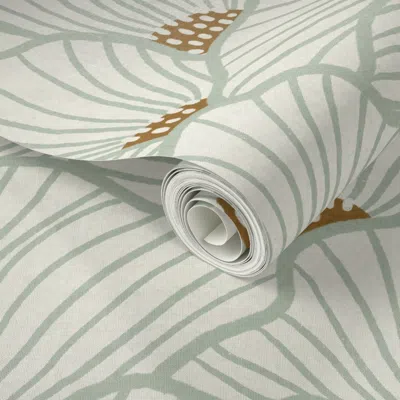 Spoonflower Peel And Stick Wallpaper San Diego (light Sage And Gold) 2' X 12' Removable In Green