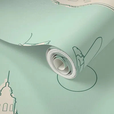 Spoonflower Peel And Stick Wallpaper San Diego Pattern In Green  Removable