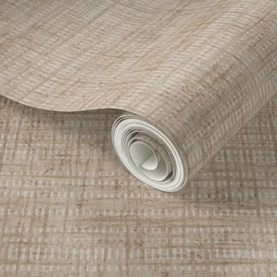 Spoonflower Peel And Stick Wallpaper Sand Beige Solid Texture Natural Grasscloth Woven Faux Grasscloth Weave 2' 
