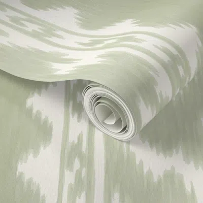 Spoonflower Peel And Stick Wallpaper Seaside Ikat Sage Light  Removable