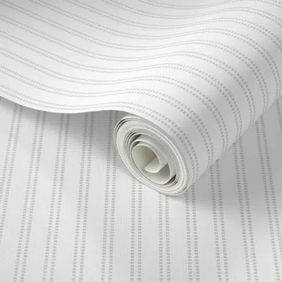 Spoonflower Peel And Stick Wallpaper Seeded Stripe Gray & White Thin Stripe Beaded Stripe 2' X 12' Removable