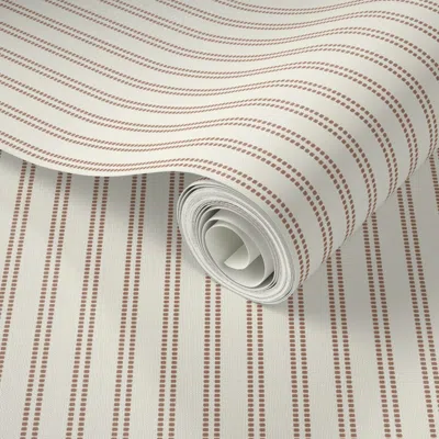 Spoonflower Peel And Stick Wallpaper Seeded Stripe - Mocha Mousse Pantone Coty 2025 Thin Stripe - Beaded Stripe 