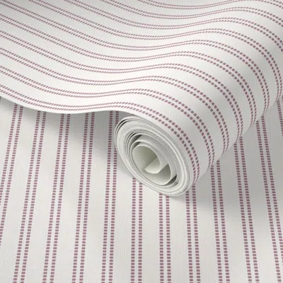 Spoonflower Peel And Stick Wallpaper Seeded Stripe Mulberry & Cream Thin Stripe Beaded Stripe  Removable