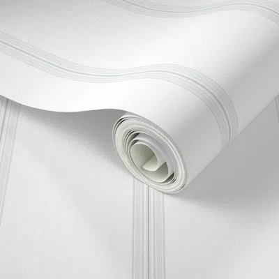 Spoonflower Peel And Stick Wallpaper Serene Alabaster Stripes Thin - Cool 2' X 12' Removable