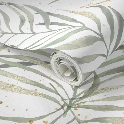 Spoonflower Peel And Stick Wallpaper Sereneity Palms Seamless Repeat Medium Motif 2' X 12' Removable
