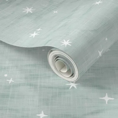 Spoonflower Peel And Stick Wallpaper Shibori Stars In Sea Mist (large Scale) Night Sky Stars On Linen Arashi 2' 
