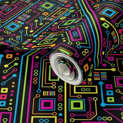 Spoonflower Peel And Stick Wallpaper Short Circuits (rainbow) 2' X 12' Removable