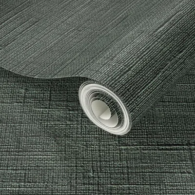 Spoonflower Peel And Stick Wallpaper Silk Linen Texture  In  Forest Green/black  Removable