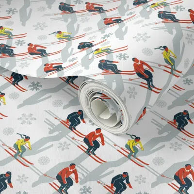 Spoonflower Peel And Stick Wallpaper Ski Carnival 2' X 12' Removable