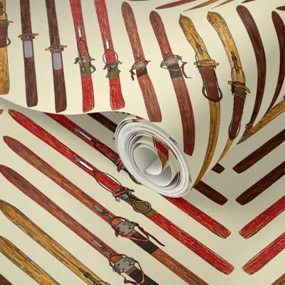 Spoonflower Peel And Stick Wallpaper Ski Harringbone Decor By Diane Gilbert 2' X 12' Removable In Multi