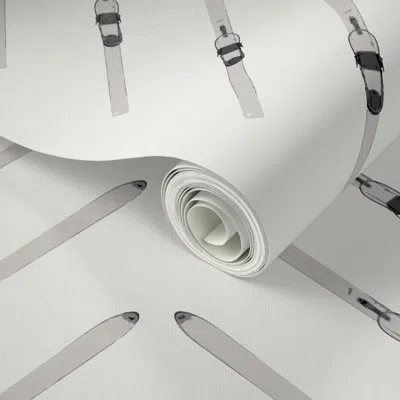 Spoonflower Peel And Stick Wallpaper Ski Herringbone Chevron Off White 2' X 12' Removable