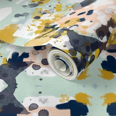 Spoonflower Peel And Stick Wallpaper Sloane Abstract Painterly Painting Design For Decor Kids Design 2' X 12' Re In Multi