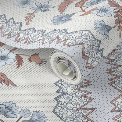 Spoonflower Peel And Stick Wallpaper Slone Deluxe Indigo And Garrison Red 2' X 12' Removable