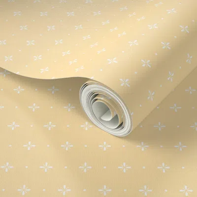 Spoonflower Peel And Stick Wallpaper (sm) Accented Square Crosses With Dots Geometric Blender Pattern Butter 2' 