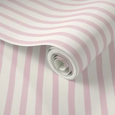 Spoonflower Peel And Stick Wallpaper Small Hand Drawn Stripes In Teal And Blush Pink Small Scale 2' X 12' Remova In White