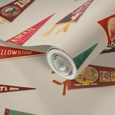Spoonflower Peel And Stick Wallpaper Small National Parks Proud Vintage Linen 2' X 12' Removable