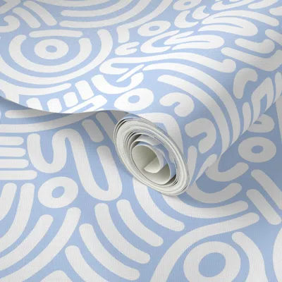 Spoonflower Peel And Stick Wallpaper Small Pop Art Lines And Shapes White On Pastel Navy Blue  Removable