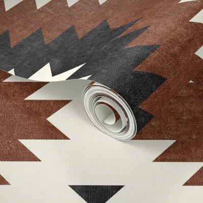 Spoonflower Peel And Stick Wallpaper (small Scale) Aztec Neutrals - Inkwell & Brandywine - Home Decor - C20bs 2'