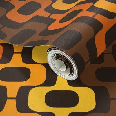Spoonflower Peel And Stick Wallpaper Smaller Scale Mid-century 1970s Motif Browns 2' X 12' Removable