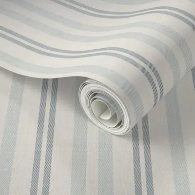 Spoonflower Peel And Stick Wallpaper Soft Blue And Navy Ticking Stripe - Modern Farmhouse Boys Bedroom Decor (s) In Gray