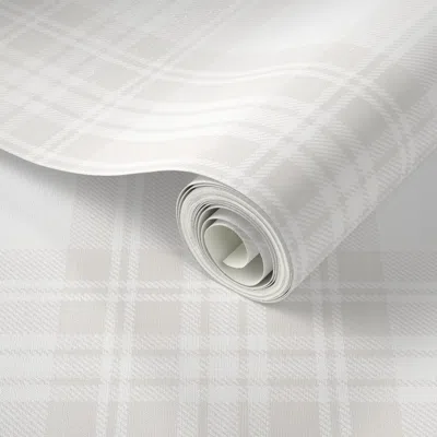 Spoonflower Peel And Stick Wallpaper Soft Bone White Large Traditional Tartan Plaid Pattern 2' X 12' Removable