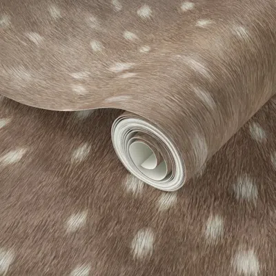 Spoonflower Peel And Stick Wallpaper Soft Deer Hide Fabric And  In Taupe 2' X 12' Removable In Brown