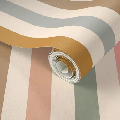 Spoonflower Peel And Stick Wallpaper Soft Dusty Boho Stripes In Vintage Tones Baby / Nursery / / Baby Quilt / 2'