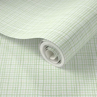 Spoonflower Peel And Stick Wallpaper Soft Green Brush Weave Copy  Removable