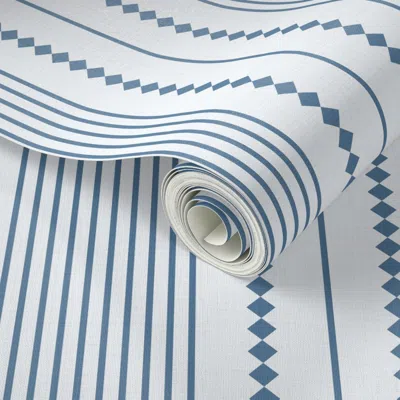 Spoonflower Peel And Stick Wallpaper Soft Pastel Coastal Blue French Provincial Rustic Country Linen Look Stripe