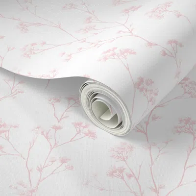 Spoonflower Peel And Stick Wallpaper Soft Pastel Pink Wildflower Sprigs Watercolor Botanical Pattern Medium  Rem In White
