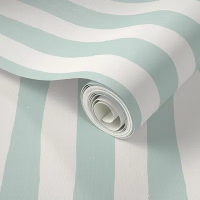 Spoonflower Peel And Stick Wallpaper Sophisticated Stripe Soft Aqua  Removable