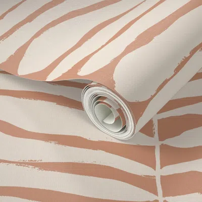 Spoonflower Peel And Stick Wallpaper Soul Garden Alga Terracota 2' X 12' Removable In Neutral