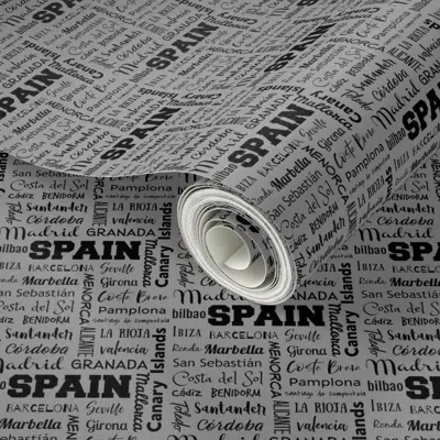 Spoonflower Peel And Stick Wallpaper Spanish Cities - Gray Small (4 Inch Repeat) 2' X 12' Removable