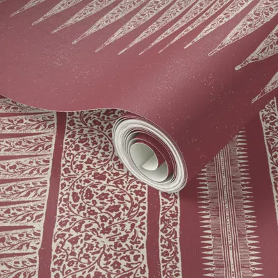 Spoonflower Peel And Stick Wallpaper Spikes Fb Travers Red  Removable In Brown