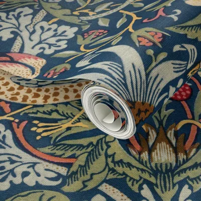 Spoonflower Peel And Stick Wallpaper Strawberry Thief In Vintage Original Green 2' X 12' Removable