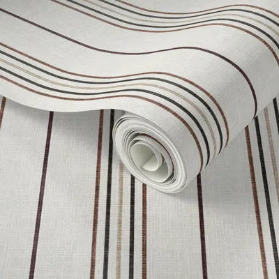 Spoonflower Peel And Stick Wallpaper Striated Tapestry - Delicate Textured Thin Stripes - Earthen Elegance 2' X 