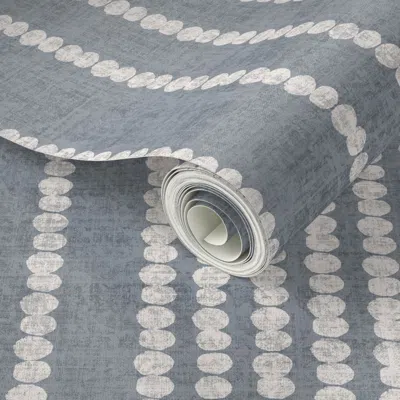 Spoonflower Peel And Stick Wallpaper String Of Pearls Oval Dot Coastal Weathered Stripe Neutral Slate Gray Large