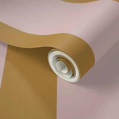 Spoonflower Peel And Stick Wallpaper Stripes Lilac Tan 2' X 12' Removable