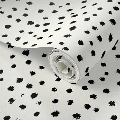 Spoonflower Peel And Stick Wallpaper Studio Dot Black 2' X 12' Removable In Multi