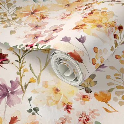 Spoonflower Peel And Stick Wallpaper Summer Twilight Floral - Pink 2' X 12' Removable