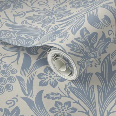 Spoonflower Peel And Stick Wallpaper Sunflower In Manor House Blue (historic Arts & Crafts) - William Morris  Re