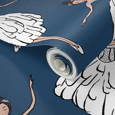 Spoonflower Peel And Stick Wallpaper Swan Lake 2' X 12' Removable