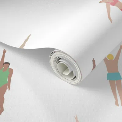 Spoonflower Peel And Stick Wallpaper Swimmers Navy Lane White 2' X 12' Removable